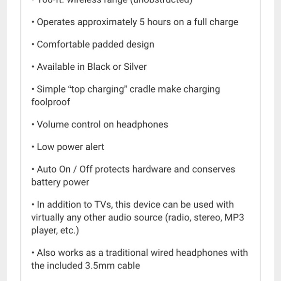 SHARPER IMAGE WIRELESS HEADPHONES - Picture 4 of 6